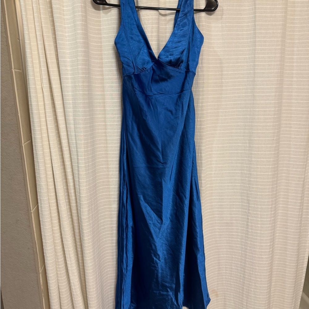 Hello Molly Vibrant Blue Backless Dress